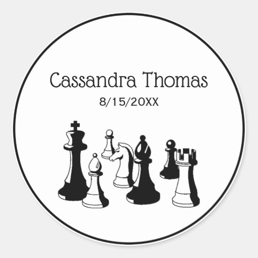 Schachfiguren Vintag Art #2 Runder Aufkleber (Vorderseite)