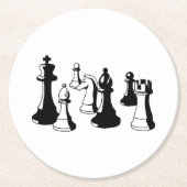 Schachfiguren Vintag Art #2 Runder Pappuntersetzer (Vorderseite)
