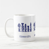Schachfiguren Vintag Art Blue Kaffeetasse (Links)