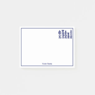 Schachfiguren Vintag Art Blue Post-it Klebezettel