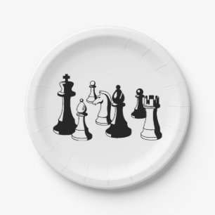 Schachfiguren Vintage-Kunst #2 Pappteller