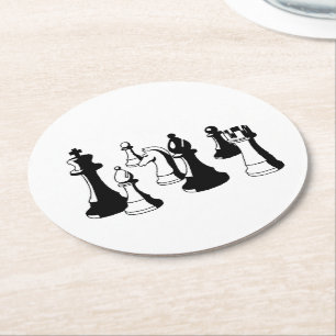 Schachfiguren Vintage-Kunst #2 Runder Pappuntersetzer