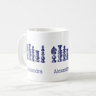 Schachfiguren Vintage Kunst Blau Kaffeetasse