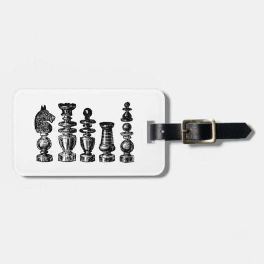Schachfiguren Vintage Kunst Gepäckanhänger (Vorderseite horizontal)