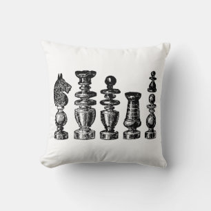 Schachfiguren Vintage Kunst Kissen