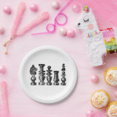 Schachfiguren Vintage Kunst Pappteller (Party)