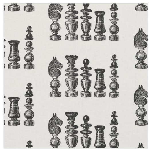Schachfiguren Vintage Kunst Stoff (Nahaufnahme)