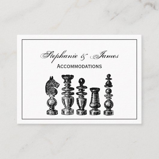 Schachfiguren Vintage Kunst Visitenkarte (Vorderseite)