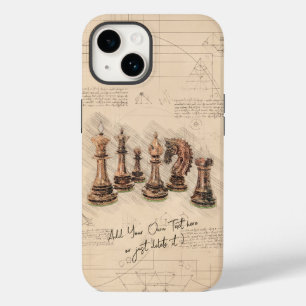 Schachfiguren Vintage Skizze Kunst, Spielergeschen Case-Mate iPhone 14 Hülle