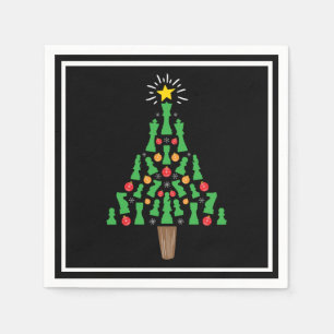 Schachfiguren-Weihnachtsbaum Serviette