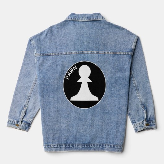 Schachfiguren Weißes Schach Pawn Weißer Schachkuch Jeansjacke (Rückseite)