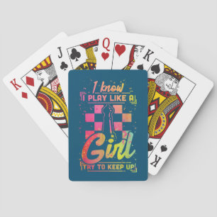 Schachfrauen Queen Chessfield Team spielt wie ein  Spielkarten