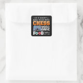 Schachgeschenk | Schachspiel- oder Lebensmitteldes Quadratischer Aufkleber (Tasche)