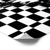 Schachiges Herz Op Art Schwarz-Weiß-Poster Poster (Ecke)