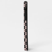 Schachiges rosa und schwarzes Schmetterlingsmuster Case-Mate iPhone Hülle (Hinten/Links)