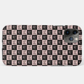 Schachiges rosa und schwarzes Schmetterlingsmuster Case-Mate iPhone Hülle (Rückseite (Horizontal))