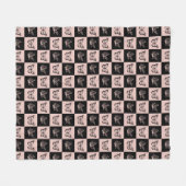Schachiges rosa und schwarzes Schmetterlingsmuster Fleecedecke (Vorderseite (Horizontal))
