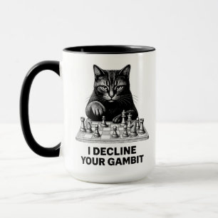 Schachkatze lehnt Ihr Gambit ab Tasse