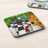 Schachkatzen im Park Getränkeuntersetzer (Linke Seite)