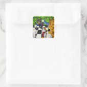 Schachkatzen im Park Jigsaw Puzzle Quadratischer Aufkleber (Tasche)