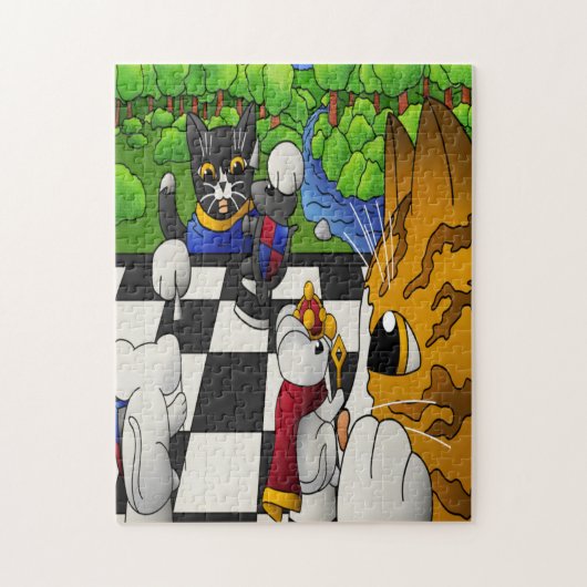 Schachkatzen im Park Puzzle (Vertikal)