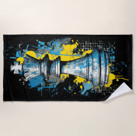 Schachkönig Graffiti-Kunst – Urbane Strategieillus Strandtuch