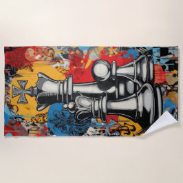 Schachkönig Street Art Graffiti Strategie Design Strandtuch