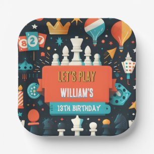 Schachkönig und Queen Game Night 13. Geburtstag Pappteller