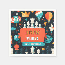 Schachkönig und Queen Game Night 13. Geburtstag Serviette