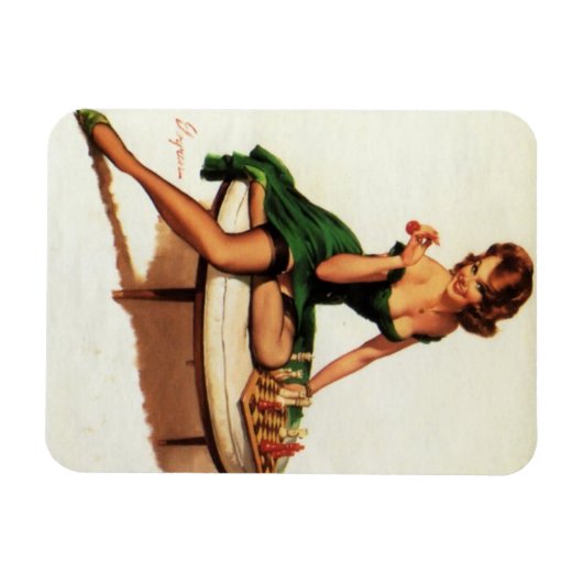 Schachmädchen-Button auf Magnet (Horizontal)