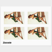 Schachmädchen-Button auf Rechteckiger Aufkleber (Blatt)