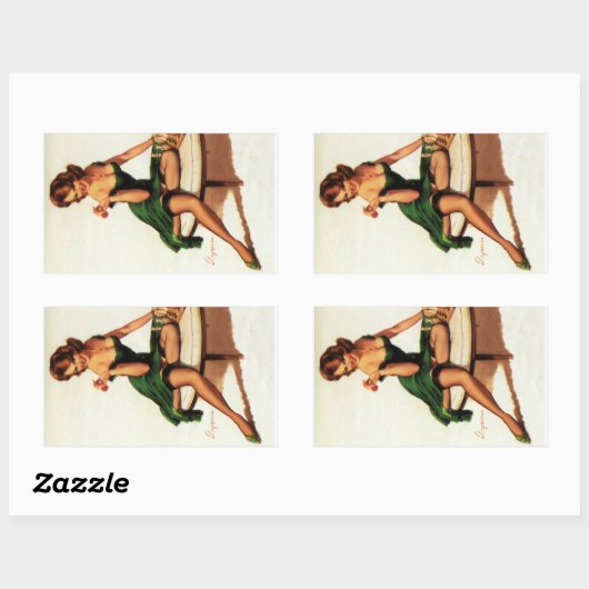 Schachmädchen-Button auf Rechteckiger Aufkleber (Blatt)