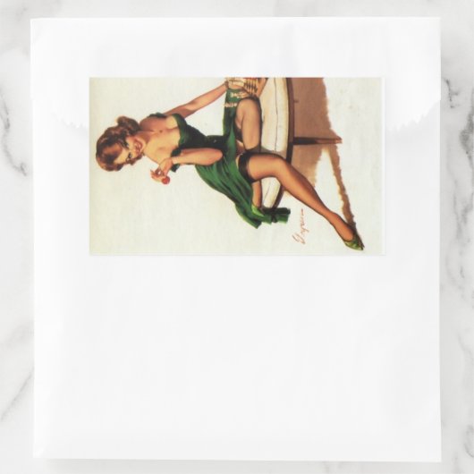 Schachmädchen-Button auf Rechteckiger Aufkleber (Tasche)