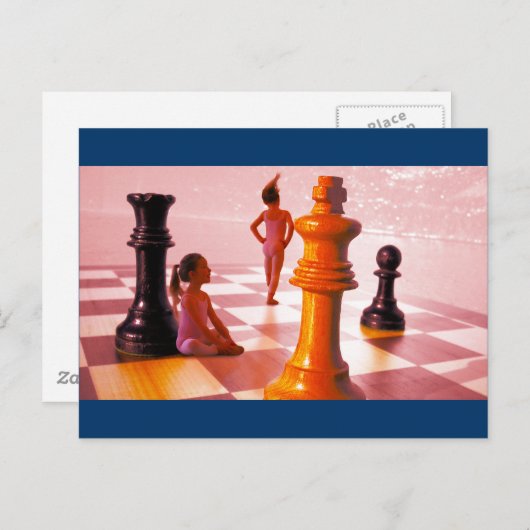 Schachmädchen Postkarte (Vorne/Hinten)