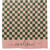 Schachmatt Grün/Rosa Schachmatte Duschvorhang (Vorderseite)