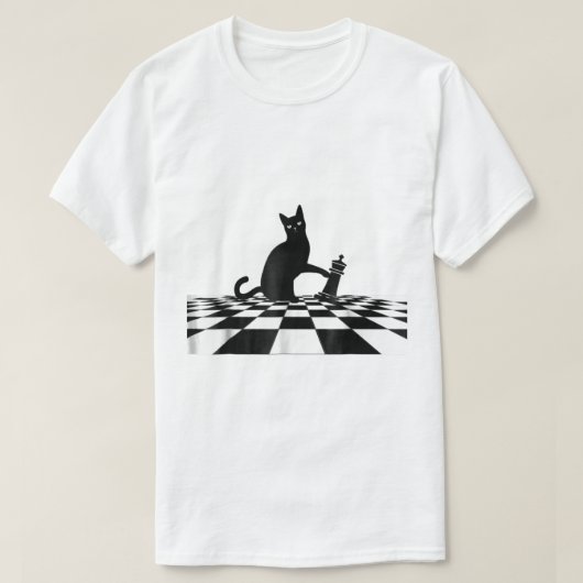 Schachmatt-Kunst mit schwarzer Katze T-Shirt (Design vorne)