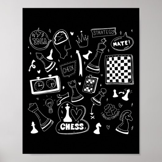 Schachmatt, spielen Sie einfach Schachzettel Graph Poster (Vorne)