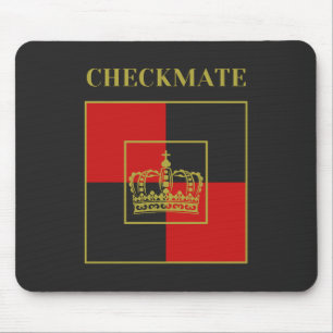 Schachmatt Zitat Schachkrone rot gold schwarz Mousepad