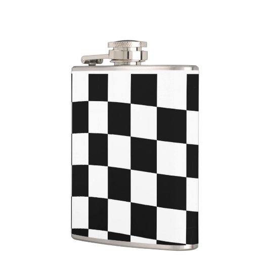 Schachmatte Schachbrettmuster schwarz-weiß Flachmann (Links)