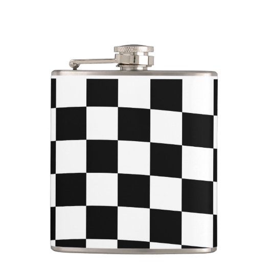 Schachmatte Schachbrettmuster schwarz-weiß Flachmann (Vorderseite)