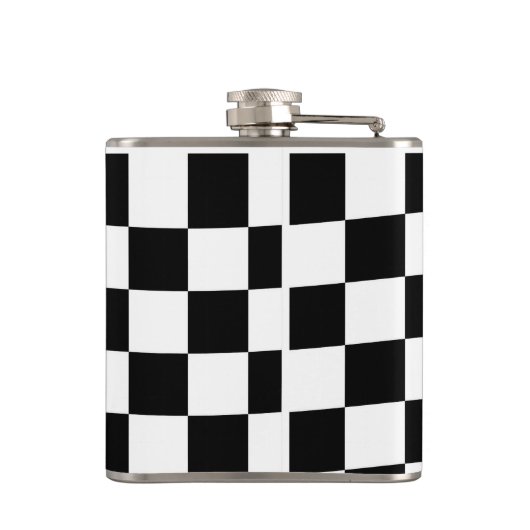 Schachmatte Schachbrettmuster schwarz-weiß Flachmann (Rückseite)