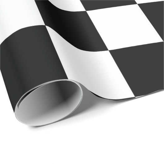 Schachmatte Schachbrettmuster schwarz-weiß Geschenkpapier (Rolleneckpunkt)