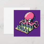 Schachmeister Octopus - Funny Pixel Art Strategy Einladung (Vorne/Hinten)