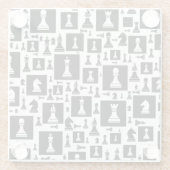 Schachmuster - Schwarz-Weiß Glasuntersetzer (Rückseite)