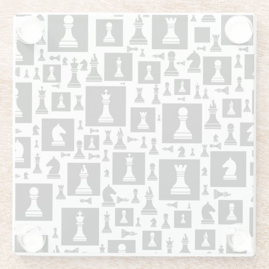 Schachmuster - Schwarz-Weiß Glasuntersetzer (Rückseite)