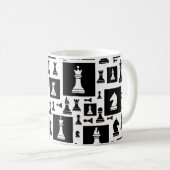 Schachmuster - Schwarz-Weiß Kaffeetasse (VorderseiteRechts)