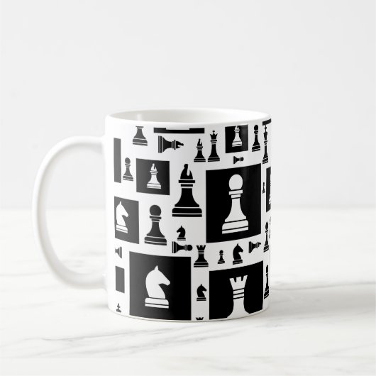 Schachmuster - Schwarz-Weiß Kaffeetasse (Links)