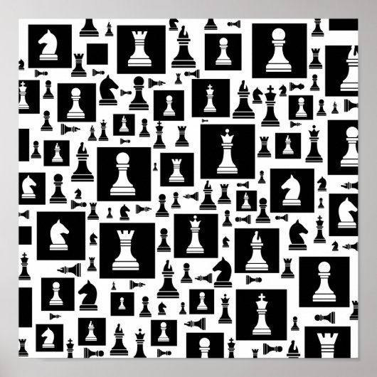 Schachmuster - Schwarzweiß Poster (Vorne)