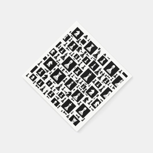 Schachmuster - Schwarzweiß Serviette (Ecke)