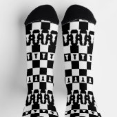 Schachmuster - Schwarzweiß Socken (Oben)